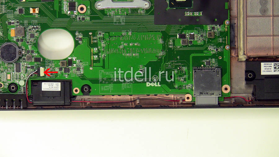 как разобрать ноутбук dell inspiron 5720 7720. Отключите кабель питания динамиков