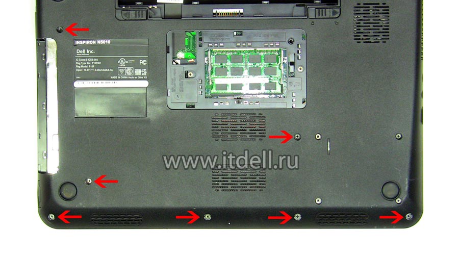 dell inspiron n5010 m5010 m501R откручиваем винты с нижней крышки